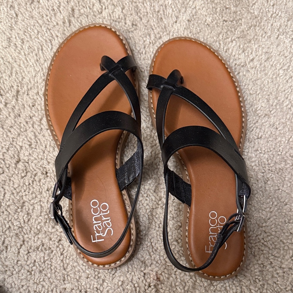 Franco Sarto Black and Brown Strappy Sandals